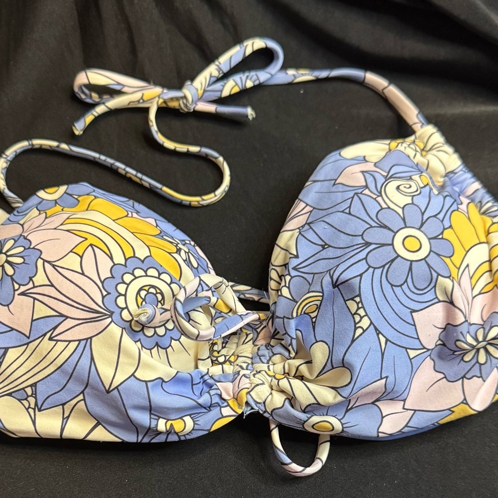 Nordstrom Floral Bikini Top - Blue and Yellow